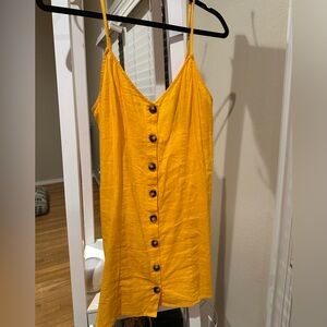 Show Me Your MuMu Mustard Button-Down Mini Dress
